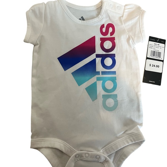 Adidas Girl’s Onsie Set of 2- Fuchsia and White. Size: 6M. NWT. Good Condition. - Picture 5 of 7
